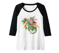 Womens Dragon Raccoon Knight Animal Medieval Ren Faire Graphic Raglan Baseball Tee