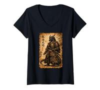 Women's Dragon Samurai Art Japanese Vintage V-Neck T-Shirt