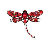 Women's Dragonfly Brooch Rhinestone Crystal Pin Christmas Party Wedding Gift Red Attractive design