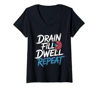 Women's Drain Fill Dwell Repeat - V-Neck T-Shirt