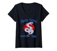 Womens Drain Snake Serpent Sound Symbol Underground Punk V-Neck T-Shirt