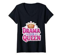 Womens Drama Queen Theater Club Actress Theatre Class Girls Funny V-Neck T-Shirt