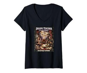 Women's Drama Teacher Creative Catalyst 90s Retro Bootleg V-Neck T-Shirt