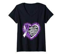 Women's Dravet Syndrome Awareness Month Unbreakable Shield Heart V-Neck T-Shirt