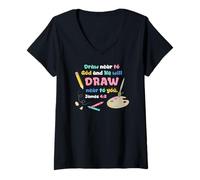 Womens Draw Near to God Christian Scripture Artist or Art Teacher V-Neck T-Shirt