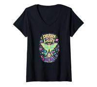 Women's Drawn to The Light Luna Moth V-Neck T-Shirt