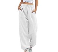 Women's Drawstring Baggy Cinch Bottom Sweatpants Casual Loose Fit Running High Waisted Joggers Relaxed Fit Elastic Waist 2025 Soft Lounge Pants Yoga Athletic Trousers Cozy Active White