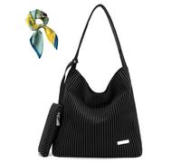 Women's Drawstring Striped Casual Shoulder Bag,Vegan Leather Large Capacity Purse,Top Rope Handle Totes for Work Daily