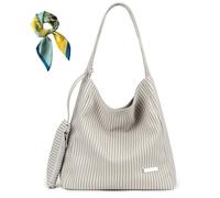 Women's Drawstring Striped Casual Shoulder Bag,Vegan Leather Large Capacity Purse,Top Rope Handle Totes for Work Daily