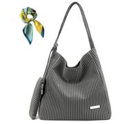Women's Drawstring Striped Casual Shoulder Bag,Vegan Leather Large Capacity Purse,Top Rope Handle Totes for Work Daily