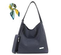 Women's Drawstring Striped Casual Shoulder Bag,Vegan Leather Large Capacity Purse,Top Rope Handle Totes for Work Daily
