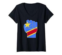Womens DRC Raised Fist Congolese Resilience Symbol V-Neck T-Shirt