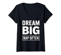 Women's Dream Big Nap Often - Laidback Sleepy Sunday Lazy Vibes V-Neck T-Shirt