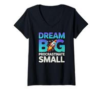 Women's Dream Big Procrastinate Small V-Neck T-Shirt