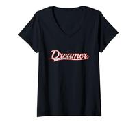 Women's Dreamer Inspirational Visionary Spirit Vintage Varsity V-Neck T-Shirt