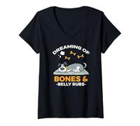 Womens DREAMING OF BONES AND BELLY RUBS V-Neck T-Shirt