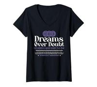 Womens Dreams Over Doubt - Urban Typography Streetwear V-Neck T-Shirt