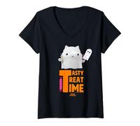 Womens DreamWorks Gabby’s Dollhouse Cakey Tasty Treat Time Ghost V-Neck T-Shirt