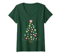 Womens DreamWorks Gabby’s Dollhouse Kitty Christmas Tree V-Neck T-Shirt