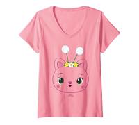Womens DreamWorks Gabby’s Dollhouse Kitty Fairy Big Face V-Neck T-Shirt