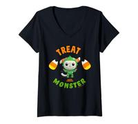 Womens DreamWorks Gabby’s Dollhouse Pandy Treat Monster Halloween V-Neck T-Shirt