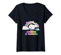 Womens DreamWorks Gabby’s Dollhouse The Movie Learning is Magical V-Neck T-Shirt