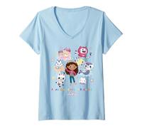 Womens DreamWorks Gabby's Dollhouse A-meow-zing Friends V-Neck T-Shirt