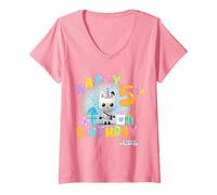 Women's DreamWorks Gabby's Dollhouse Happy 5th Birthday V-Neck T-Shirt, Pink, Small