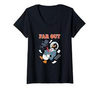 Women's Dreamy Penguin Office Worker Far and Out Motivation V-Neck T-Shirt