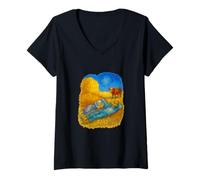 Womens Dreamy Siesta - Van Gogh Inspired Farmers Resting T-Shirt V-Neck T-Shirt