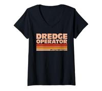 Women's Dredge Operator Retro Sunrise V-Neck T-Shirt