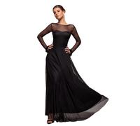 Women's dress Goddiva Dobby Mesh hem Maxi Noir 44