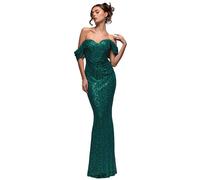 Women's dress Goddiva Off The Shoulder Sequin Wing Maxi Vert 42