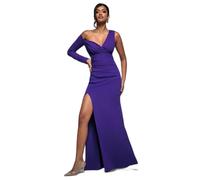 Women's dress Goddiva One Shoulder Front Split Scuba Violet 38