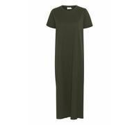 KAFFE Women's Maxi Short Sleeves Jersey Dress Crew Neck Relaxed Fit, Forest Night, S