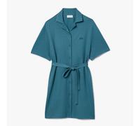 Women's Dress Lacoste Linen and Cotton Belted Shirt Button up in Green