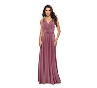 Women's Dress Multi-Wearing Method Multi-Rope Crossing Solid Color Lace-up Slim Backless Sexy Bandage Long Dress Dress (Color : Dark Purple, Size : S)