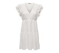 ONLY Women Short Dress V-Neck lace Detail Casual Summer Dress, Colours:White, Size:L