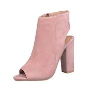 Women's Dress Shoes Pumps with Block Heel Comfort Oxfords Comfortable Suede Look Fish Mouth Peep Toe High Heels Ankle Boots Platform Side Zip Stockle Shoes Sandals Pumps, pink, 5