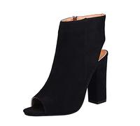 Women's Dress Shoes Pumps with Block Heel Comfort Oxfords Comfortable Suede Look Fish Mouth Peep Toe High Heels Ankle Boots Platform Side Zip Stockle Shoes Sandals Pumps, black, 7.5