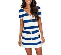 Women's Dress with Front Tie Front Tie with V-Neck Spaghetti Strap Vest, Open Back Flowing Medium Length Dress Soft, Comfortable, Two Pockets on the Hem What Do You Want to Stuck? A Weekend, navy, L