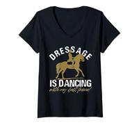 Womens Dressage Dancing Horse Rider Design V-Neck T-Shirt