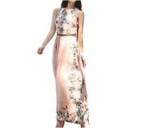 Womens Dresse Halter Nack Sleeveless Maxi Dresses Waist Blet Long Dresses Floral Printing Dresses Summer Beach Dress Dridesmaid Dress Wedding Dresses For Dride Wedding Guest Dresses Club Party Dress