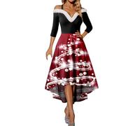 Women's Dresses, Ladies Christmas Dresses Tartan for Women UK Women's Vintage Elegant Maxi Dress Mrs Claus Outfit Christmas Tunics for Women UK Costumes Adults Party Nightclub Evening