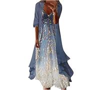Womens Dresses Maxi Dress with Sheer Cardigan Wedding Guest Outfits 2 Piece Set Elegant Floral Print Sleeveless Chiffon Long Tank Dress Casual Summer Beach Holiday Going Out Dresses UK Sale Clearance