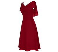 Womens Dresses Plus Size Chiffon Cocktail Dress V Neck Smocked Waist Ruffle Sleeve Party Wedding Guest Dresses Summer Elegant Mother of The Bride Dress Formal Evening Gown