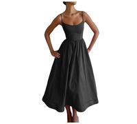 Womens Dresses Spaghetti Strap Long Dresses Sleeveless Sexy A Line Maxi Evening Dress Low Cut Dress for Party Cocktail Beach Streetwear (Black, S)
