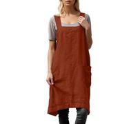 Womens Dresses Summer-Women Linen Pinafore Square Apron Garden Work Pinafore Dress