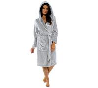 Womens Dressing Gown Fluffy Bath Robes Ladies Flannel Super Soft Hooded Bathrobe Winter Cozy Plush Fleece Bath Robe Ladies Plus Size Dressing Gown Loungewear Faux Fur Pyjamas Gifts for Her
