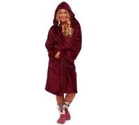 Womens Dressing Gown Fluffy Bath Robes Ladies Flannel Super Soft Hooded Bathrobe Winter Cozy Plush Fleece Bath Robe Ladies Plus Size Dressing Gown Loungewear Faux Fur Pyjamas Gifts for Her